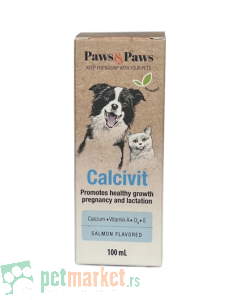Paws and Paws: Kalcijum za štence i gravidne kuje Calcivit, 100 ml