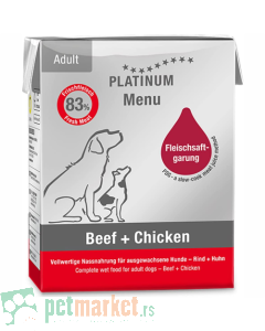 Platinum: Kompletan obrok za odrasle pse Menu, govedina i piletina