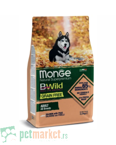 Monge Bwild: Hrana za odrasle pse Adult Grain Free, Losos