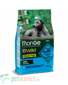 Monge Bwild: Hrana za odrasle pse Adult Grain Free, Inćuni, 2.5 kg