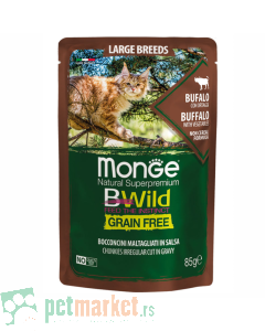 Monge Bwild: Sos za velike mačke Adult Large Grain Free, 85 gr