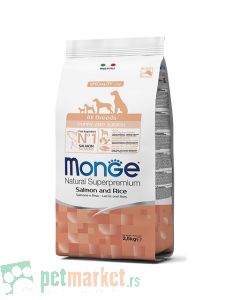 Monge: Hrana za štence Monoprotein All Breeds Puppy and Junior, Losos i Pirinač