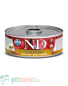 N&D: Vlažna hrana za mačke sa problematičnom kožom Quinoa Skin & Coat, 12 x 80 gr