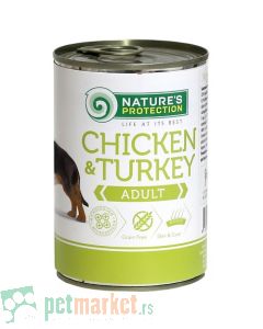 Nature’s Protection: Vlažna hrana za odrasle pse Adult, Piletina i Ćuretina, 400 gr