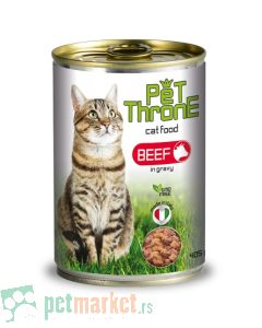 Pet Throne: Komadići mesa u Gravy sosu za mačke, 405 gr
