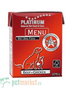 Platinum: Meso i povrće u sopstvenom soku Dog Menu, 375 gr
