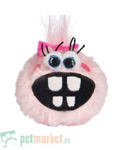 Rogz: Plišana loptica sa zubima Fluffy Grinz Ball, svetlo roza