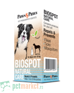 Paws and Paws: Prirodno sredstvo protiv parazita za pse preko 20 kg Biospot On, 3x4 ml