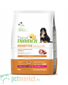Trainer Natural: Hrana za štence Sensitive Medium/Maxi Puppy&Junior, Pačetina
